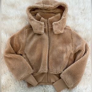 ALO YOGA Foxy Sherpa jacket (button hoodie) | camel | size S | NWOT